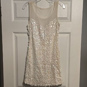 Dazzling White/Cream Sequin Mini Dress